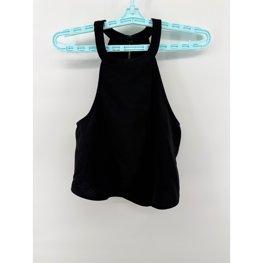 Silence + Noise Womens Black Halter Neck Crop Top Size M Festival Chic Urban